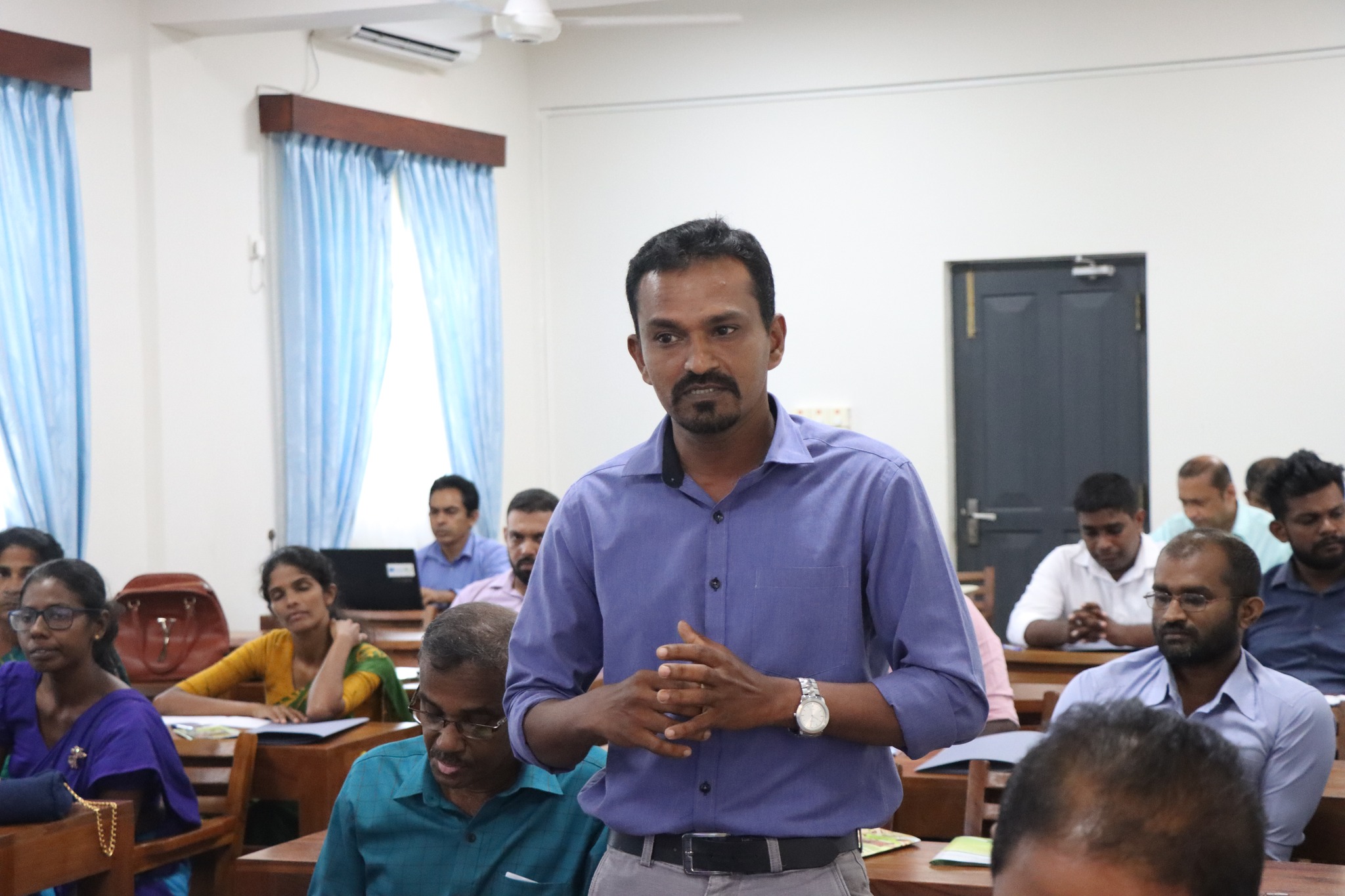 A Participant Speaks at the Workshop in Matara